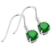 Green CZ Sterling Silver Dangling Earrings, e435